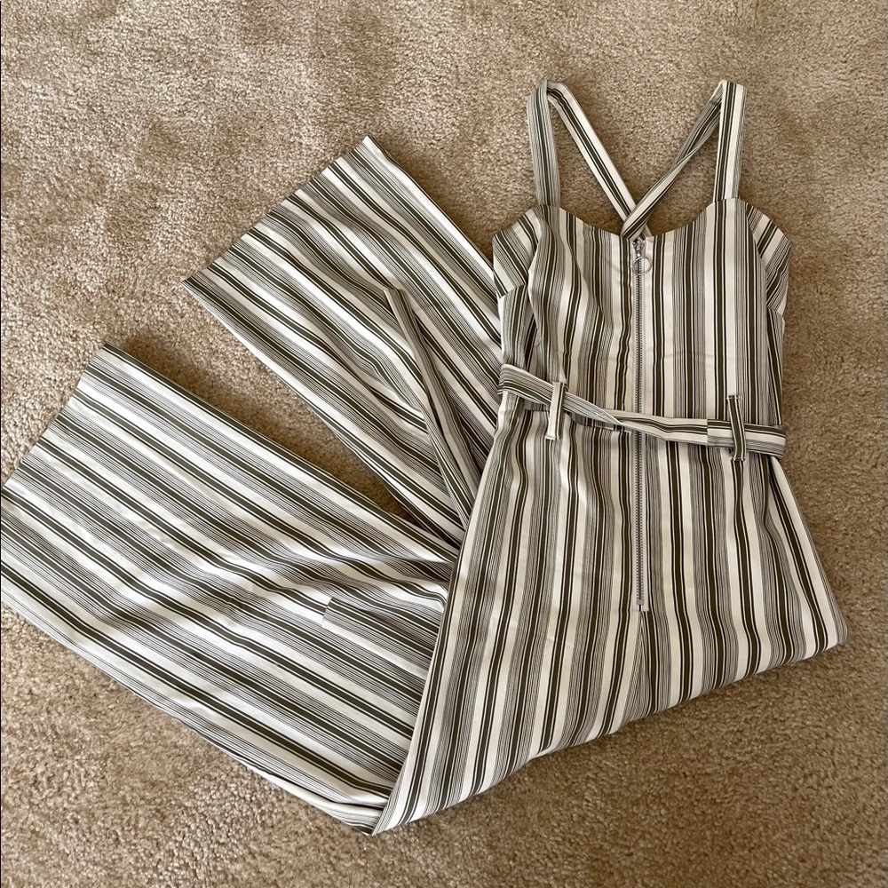 Striped Olive Green Jumpsuit